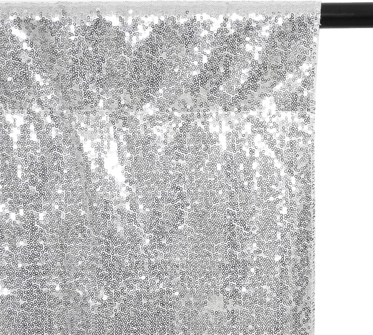 Eternal Beauty Silver Thick Sequin Backdrop, 10x10 Ft Glitter Background Curtains for Shimmer Photography Party Wedding Birthday Back Drop Decor