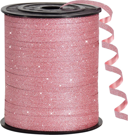 BEISHIDA 500 Yards Rose Gold Glitter Ribbon Curling Crimped, Glitter Ribbon Balloon String Shiny for Gift Wrapping Ribbon for Birthday Party Festival Art Craft Decor Florist Flowers Decoration