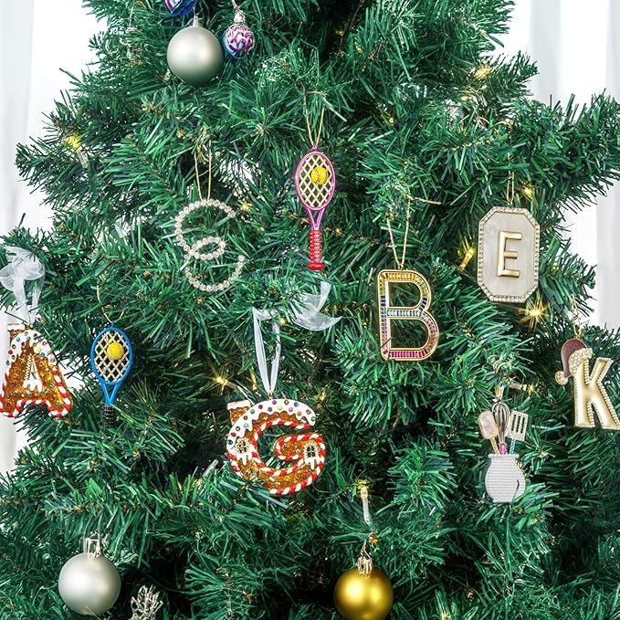 2025 Christmas Initial Ornaments, Letter O Ornaments for Tree, Hanging Xmas Ornament for Mother Best Friends Sister Wife