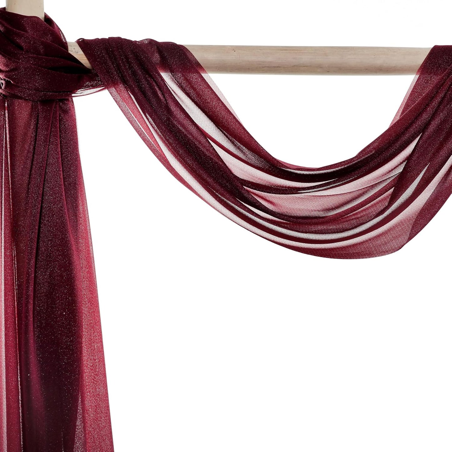 VDS Pack of 2 Panel (30 Inch X 100 Feet) Wedding Arch Draping Fabric Sheer Chiffon Fabric Drapery for Wedding Ceremony Reception Swag Backdrop Canopy Chuppah ARBO Altars Decoration (Burgundy)