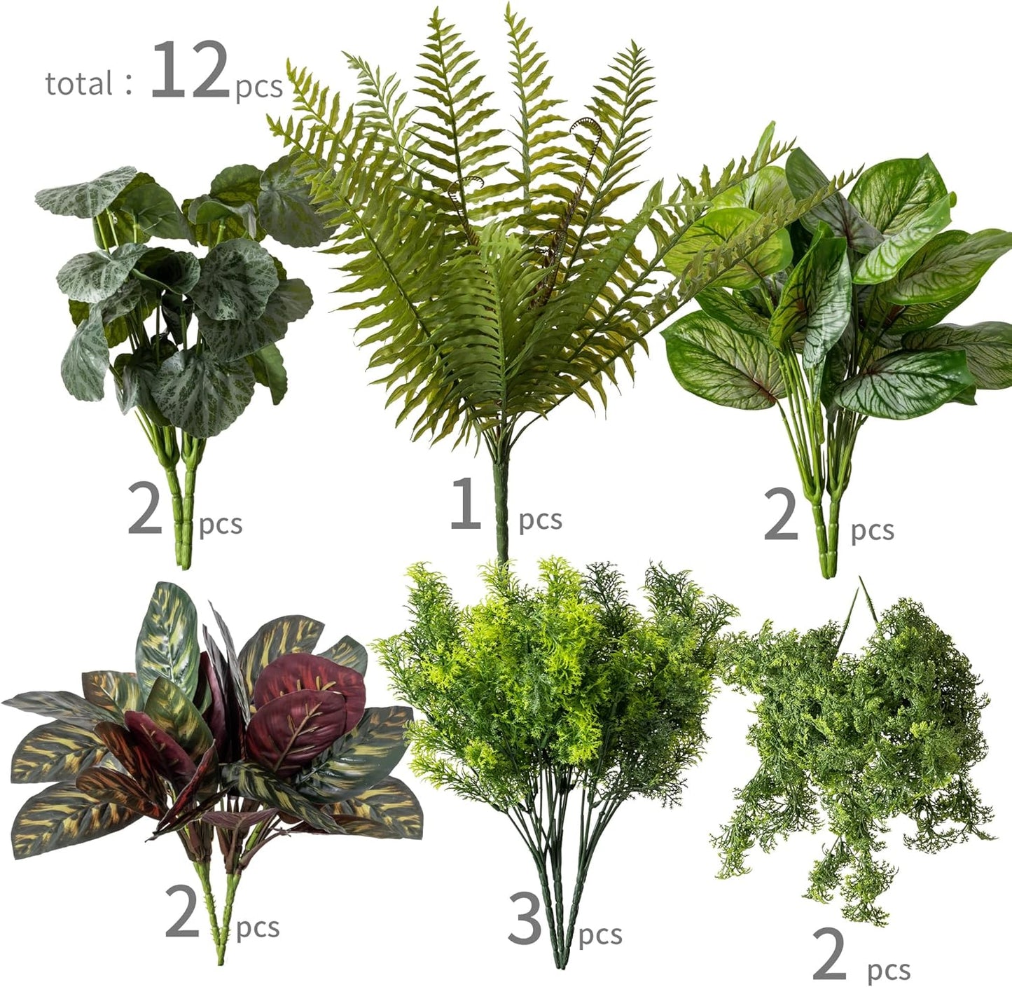 PARTY JOY 12 Bunches Fake Plants Outdoor, Fake Bushes UV Resistant Artificial Flowers Greenery Shrubs Faux Greenery for Outdoor Garden Patio Front Porch Yard Decor