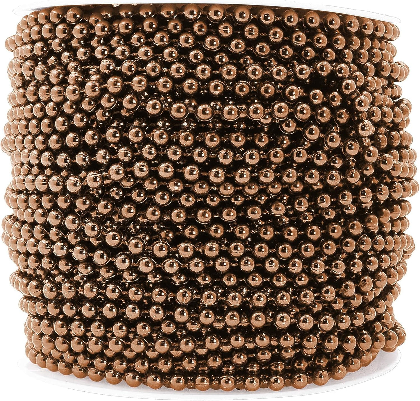 Mandala Crafts 4mm Faux Brown Pearl Beads Roll - 44 Yards Strand of Fake Pearls Chain Garlands Spool String for Christmas Tree, Wedding, Party, Vases, DIY Decoration
