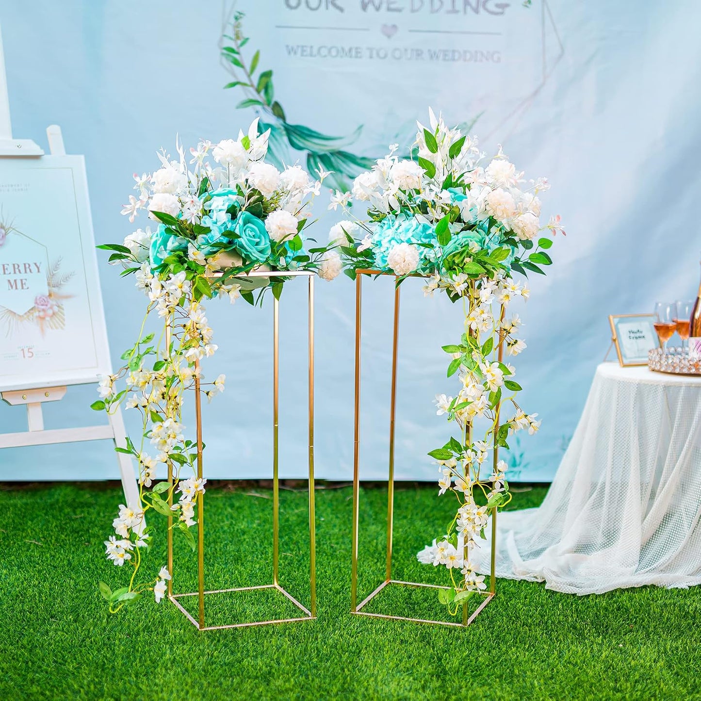 Gold Flower Stand for Table: 31.5” Tall Centerpiece Stand for Wedding Table Reception Floral Center Pieces with Home Decoration Party Event 10 PCS