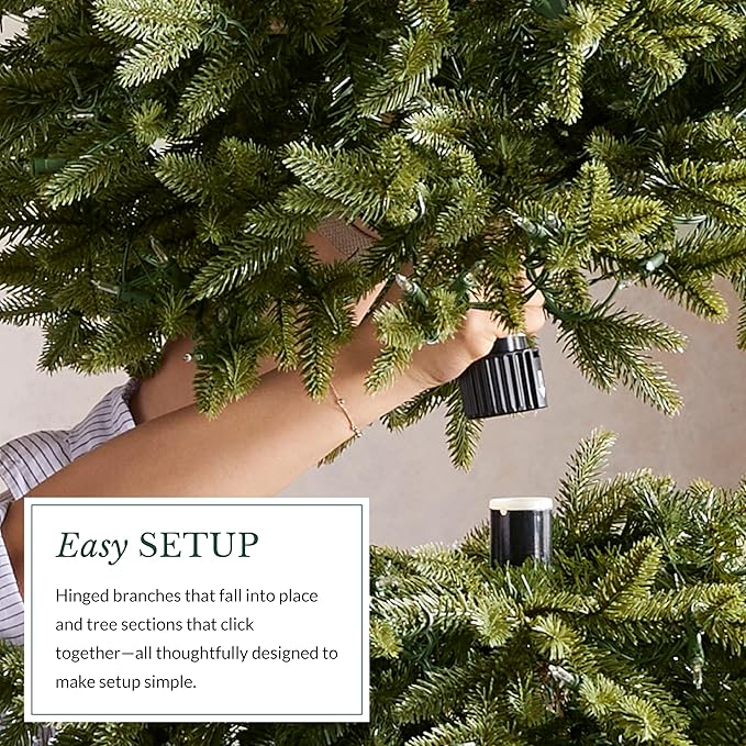 Balsam Hill 6.5ft Unlit Classic Blue Spruce - Artificial Christmas Tree with 2,144+ Tips, Premium Stand & Easy Assembly for Indoor Holiday Decorating