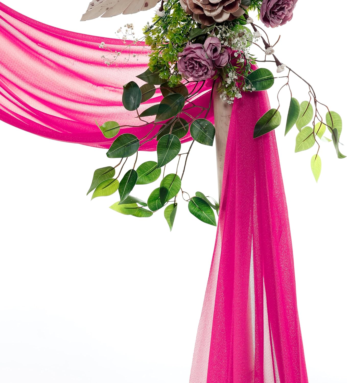 VDS Pack of 1 Panel (30 Inch X 100 Feet) Wedding Arch Draping Fabric Sheer Chiffon Fabric Drapery for Wedding Ceremony Reception Swag Backdrop Canopy Chuppah ARBO Altars Decoration (Hot Pink)