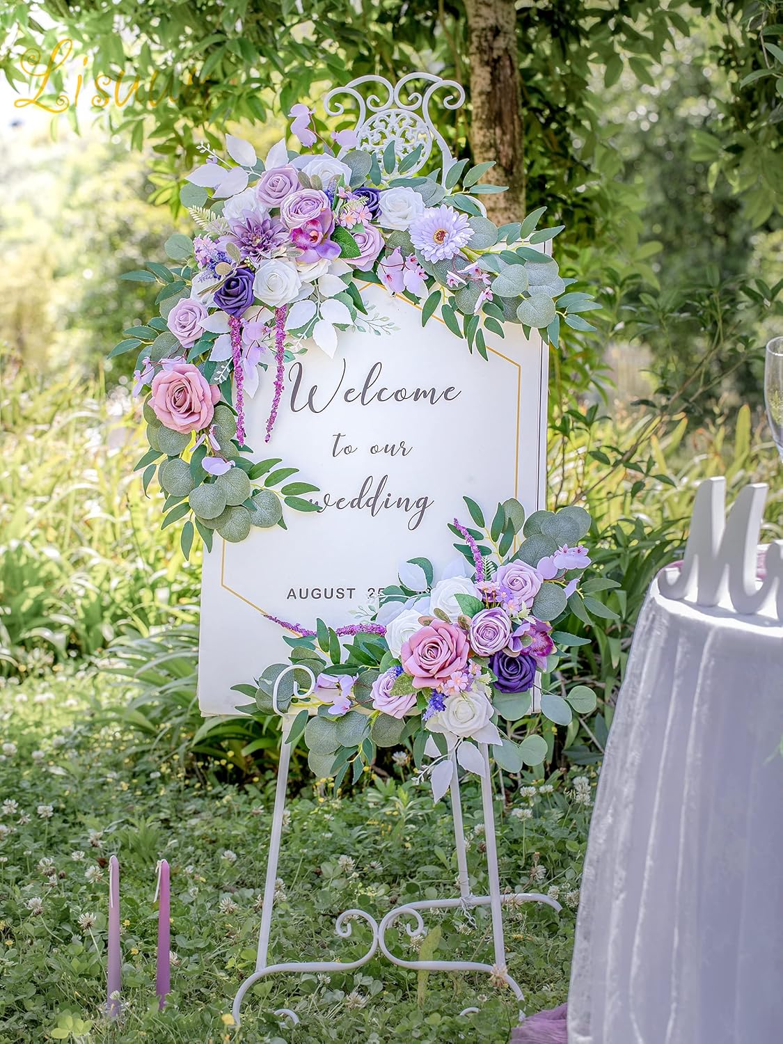 Wedding Arch Flowers, Artificial Flowers for Decoration, Large Flower Swag for Boho Styles Wedding Ceremony Floral Decor - Pack of 2