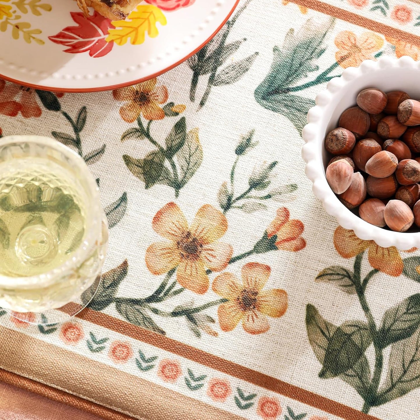 Vintage Small Linen Table Runner,Floral Table Runners 63 Inches Long,Soft and Luxury Tablerunner.Decoration Tabletop for Kitchen,Dining,Party,Home,Christmas,12"*63"