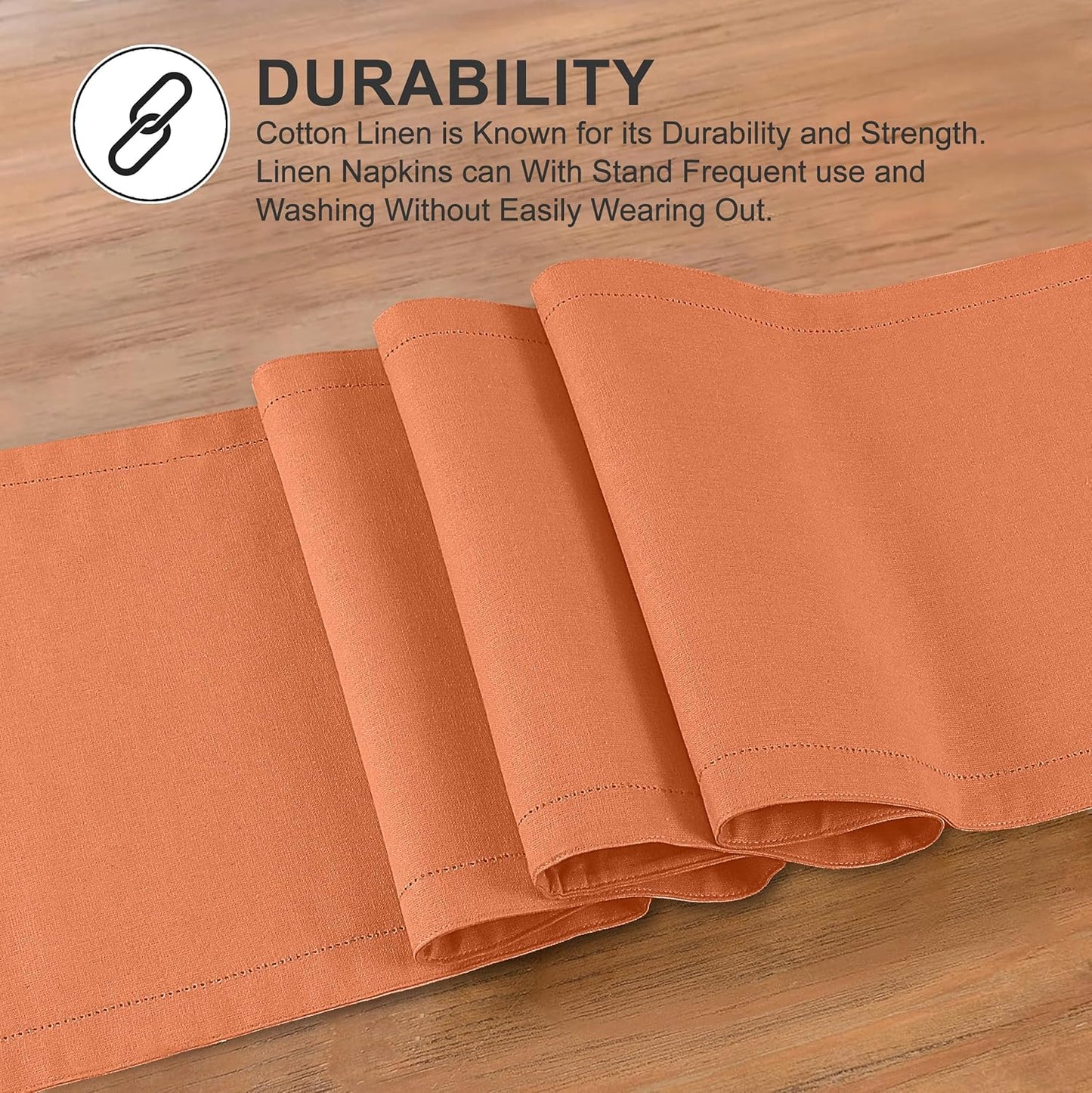 Ruvanti Linen Table Runner 120 Inches, Classic Hemstitch, Washable, Reusable, Non-Slipping, Stain Resistant- Perfect for Parties, Weddings, Dinners, Thanksgiving, Christmas, Indoor use – Orange