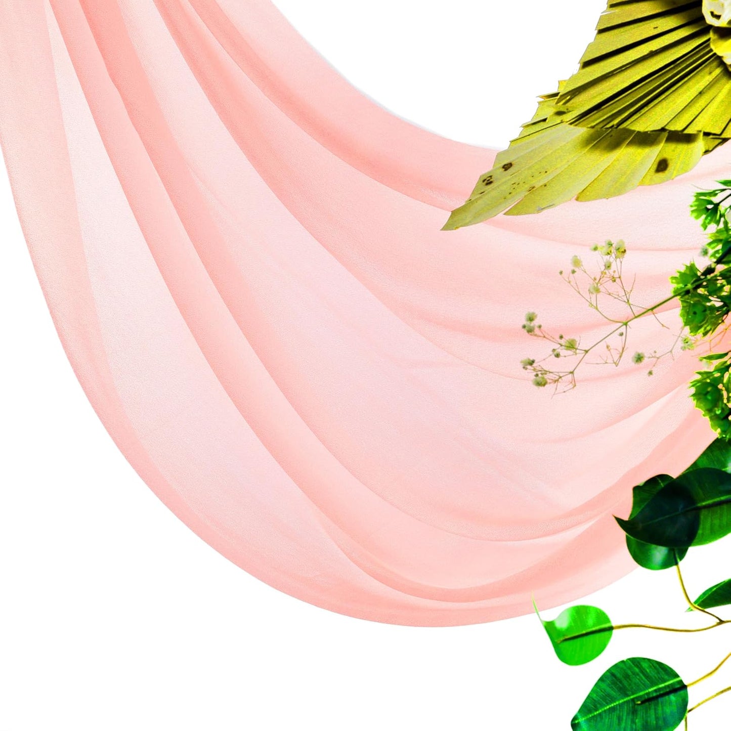 VDS Pack of 1 Panel (30 Inch X 30 Feet) Wedding Arch Draping Fabric Sheer Chiffon Fabric Drapery for Wedding Ceremony Reception Swag Backdrop Canopy Chuppah ARBO Altars Decoration (Peach)