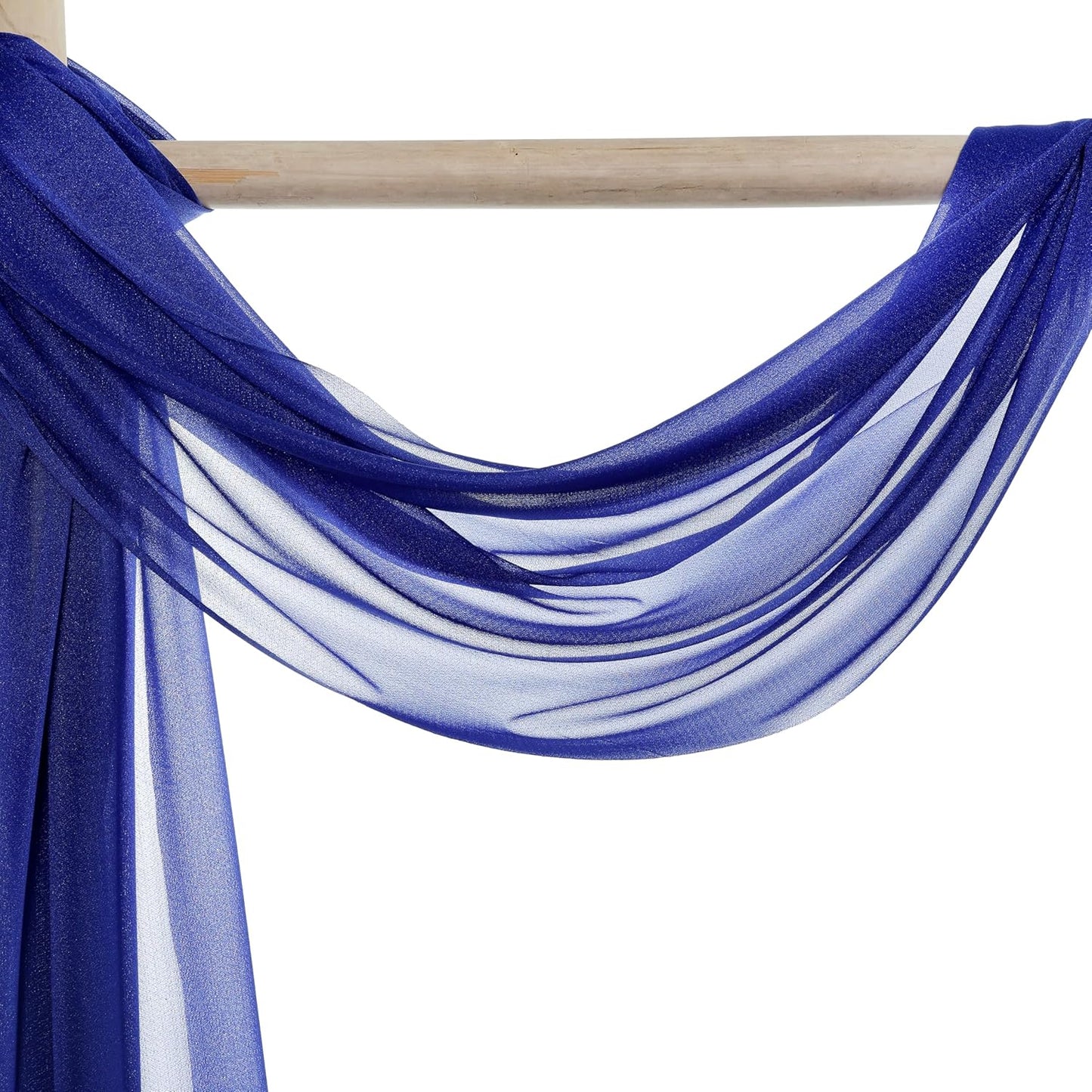 VDS Pack of 3 Panel (30 Inch X 20 Feet) Wedding Arch Draping Fabric Sheer Chiffon Fabric Drapery for Wedding Ceremony Reception Swag Backdrop Canopy Chuppah ARBO Altars Decoration (Royal Blue)