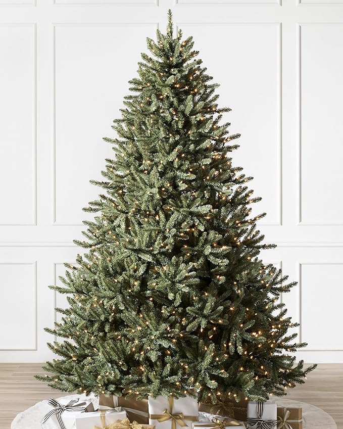 Balsam Hill 7ft Pre-Lit Classic Blue Spruce - Artificial Christmas Tree with 850 Clear Incandescent Lights, Easy Plug Technology, Premium Stand for Indoor Holiday Decorating
