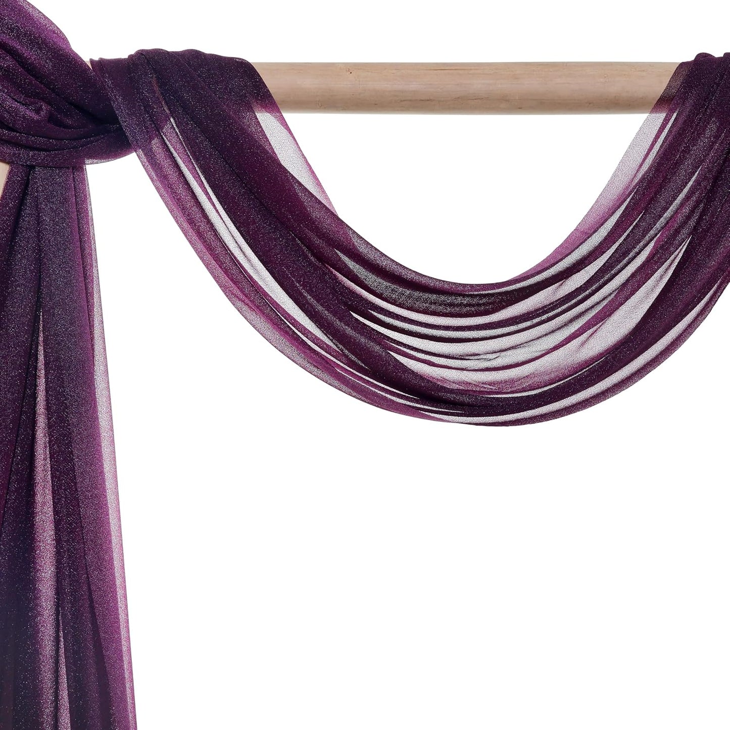 VDS Pack of 2 Panel (30 Inch X 40 Feet) Wedding Arch Draping Fabric Sheer Chiffon Fabric Drapery for Wedding Ceremony Reception Swag Backdrop Canopy Chuppah ARBO Altars Decoration (Eggplant)