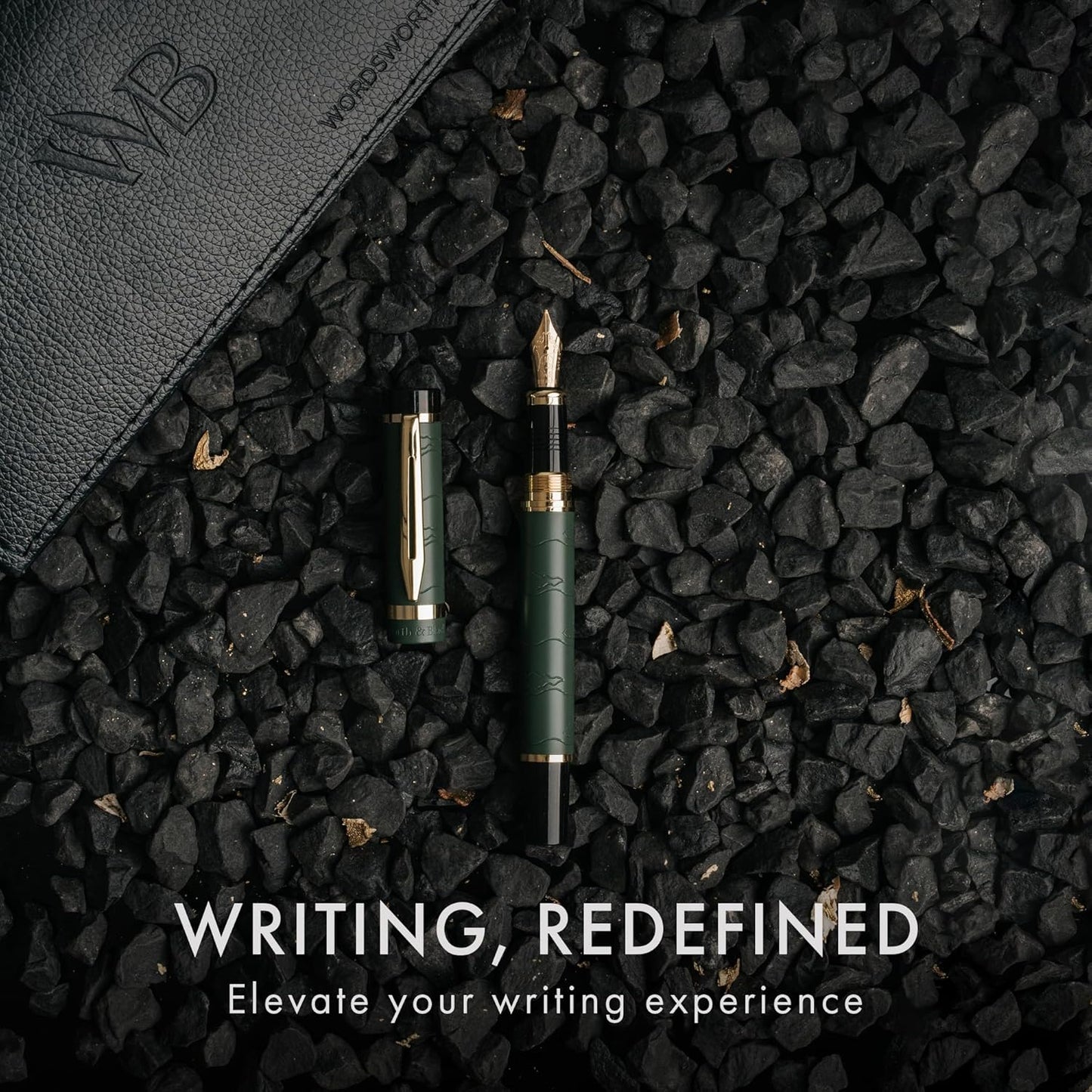 Wordsworth & Black Primori Fountain Pen Set [Green Gold]; Medium Nib, Gift Case, 24 Ink Cartridges, Refill Converter, Manual; Journaling, Calligraphy, Smooth Writing Pens; Left and Right Handed