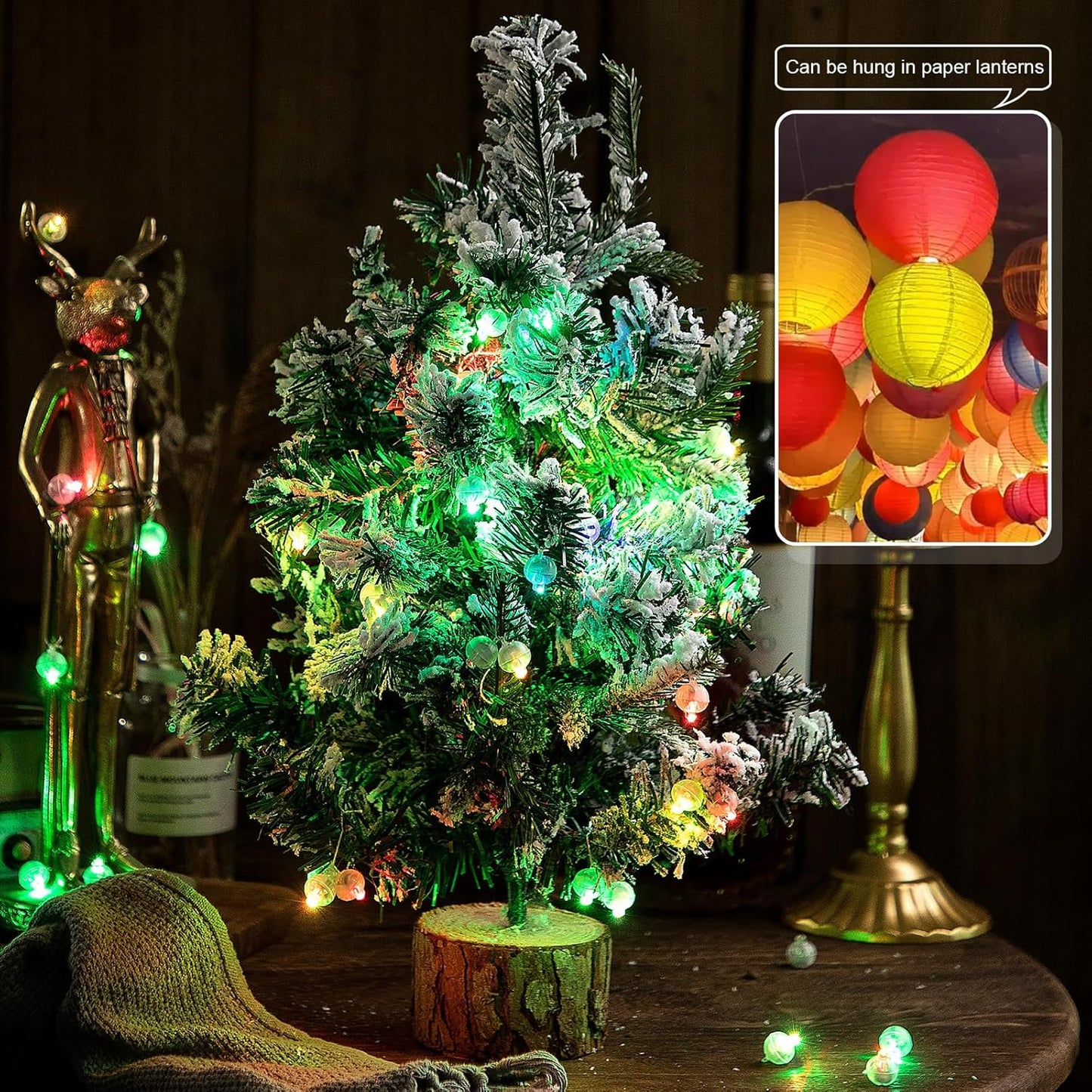 ZGWJ 100Pcs Balloon Lights with Lanyard, Long Standby Time Mini Ball Lights for Party Decorations, Paper Lantern, Easter Eggs, Birthday Party, Halloween Christmas Decoration (Glow steadily White)