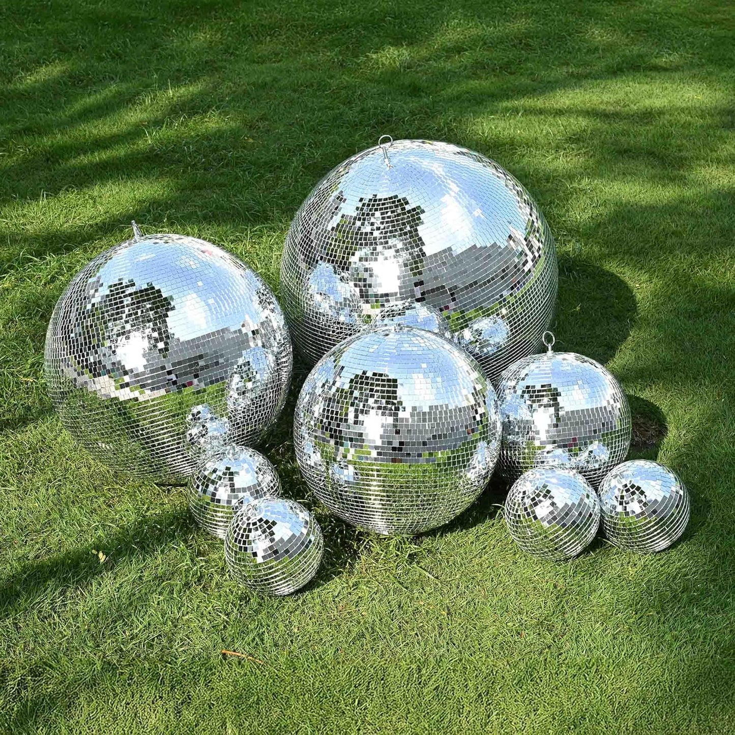 Yescom 4PCS 7" Mirror Disco Ball Set Small Hanging for 70s 80s Party Events Wedding DJ Dance Club Bar Stage Lighting Holiday Business Home Decor Silver