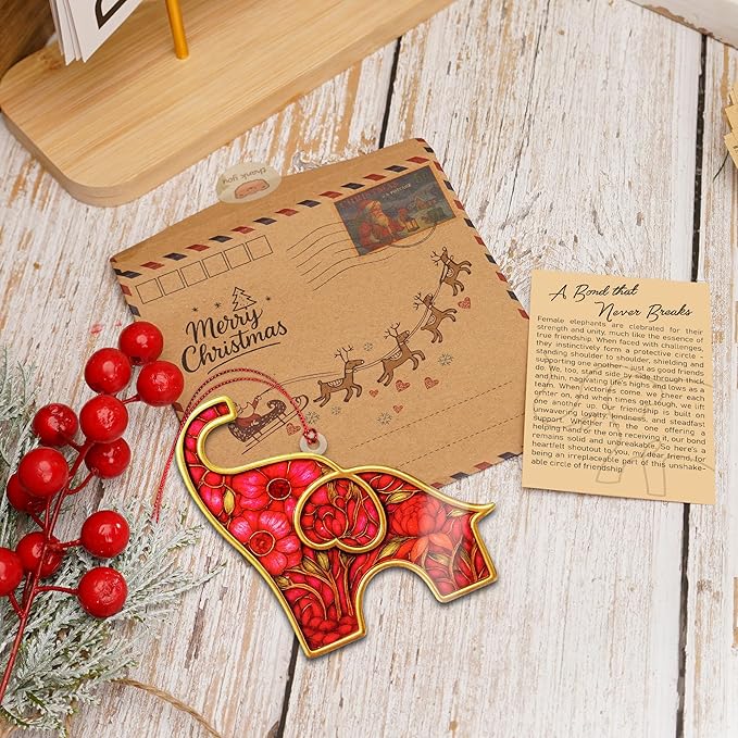 Friend Gift for Women - Friendship Gifts for Women - Elephant Gift for Girls - Friend Ornaments - Christmas Ornament 2025 - White Elephant Gifts - Xmas Tree Funny Decoration, Exchange
