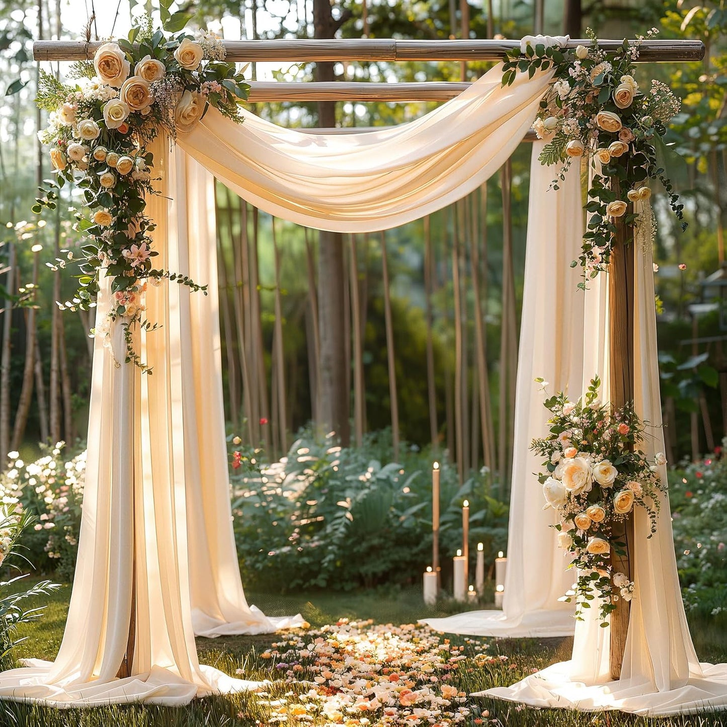 Champagne Wedding Arch Draping Fabric 1 Panel 30'' x 20FT Champagne Drapes Sheer Fabric Backdrop Arch Draping Fabrics for Wedding Ceremony Birthday Party Bridal Shower Decoration