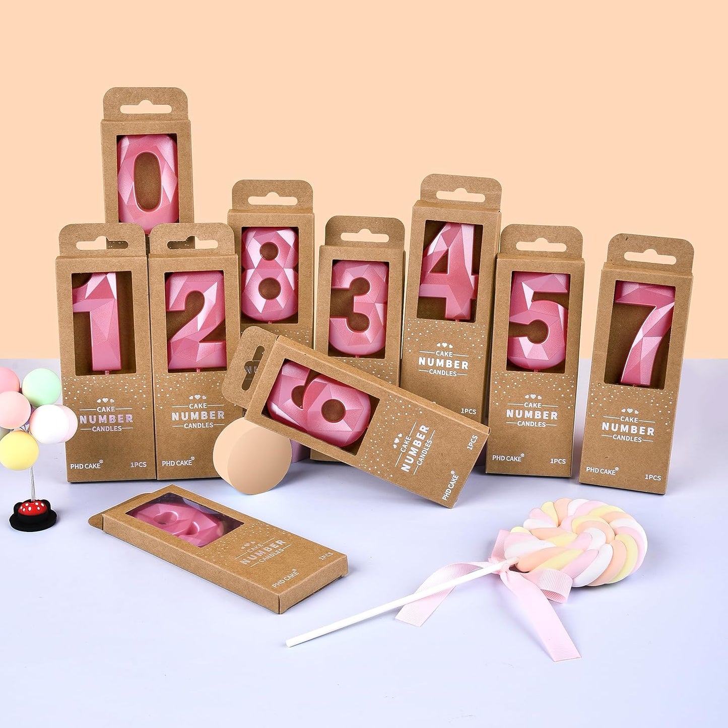 PHD CAKE 2.76 Inch Crystal Pink 2 Number Birthday Candles, Pink Number Candles, Cake Number Candles, Party Celebration