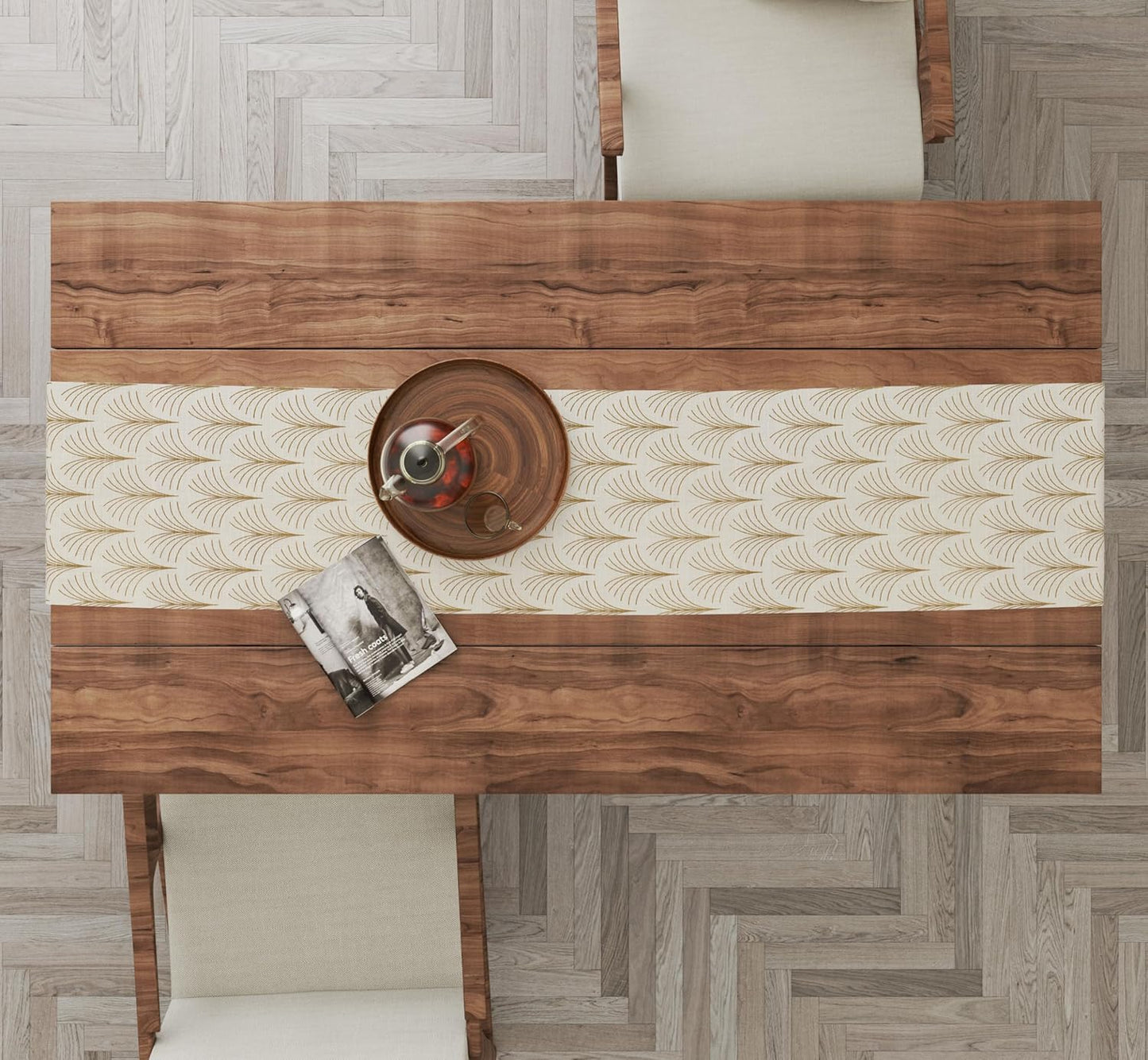 Ruvanti 100% Cotton Table Runner 108 Inches Long, Non-Slip, Stain Resistant, Washable & Reusable Table Runners Perfect for Wedding, Parties, Christmas, Holiday, in-Door use - Luminous