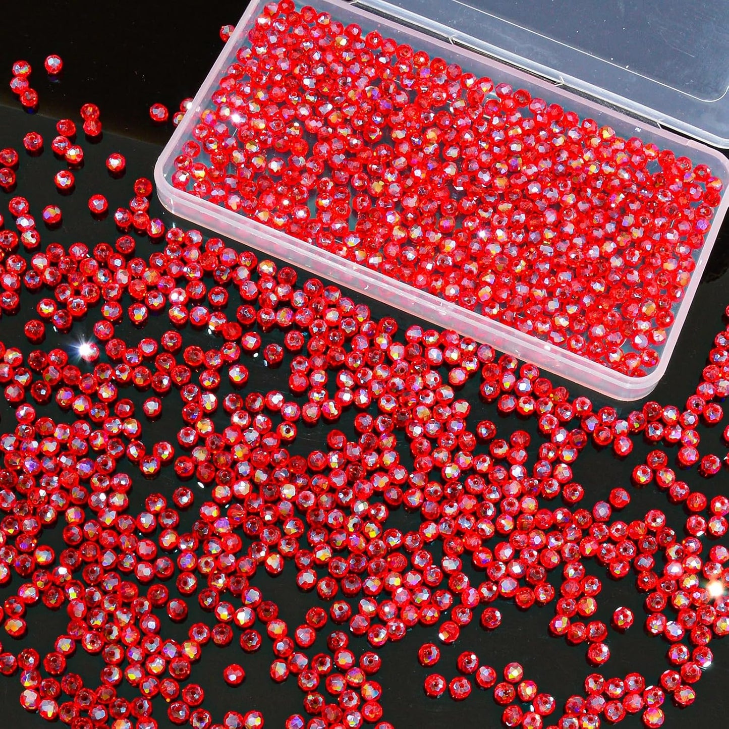 1200Pcs 4mm Crystal Glass Beads for Jewelry Making Beads for Bracelets Necklace Pendants Making Supplies(Red)