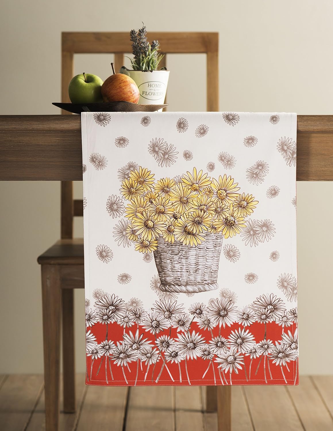 Maison d' Hermine Table Runner 100% Cotton Single Layer Table Runners 48 inches Long for Thanksgiving Christmas Decorations Home Kitchen Dining Party Wedding (Bagatelle, 14.5" x 48")