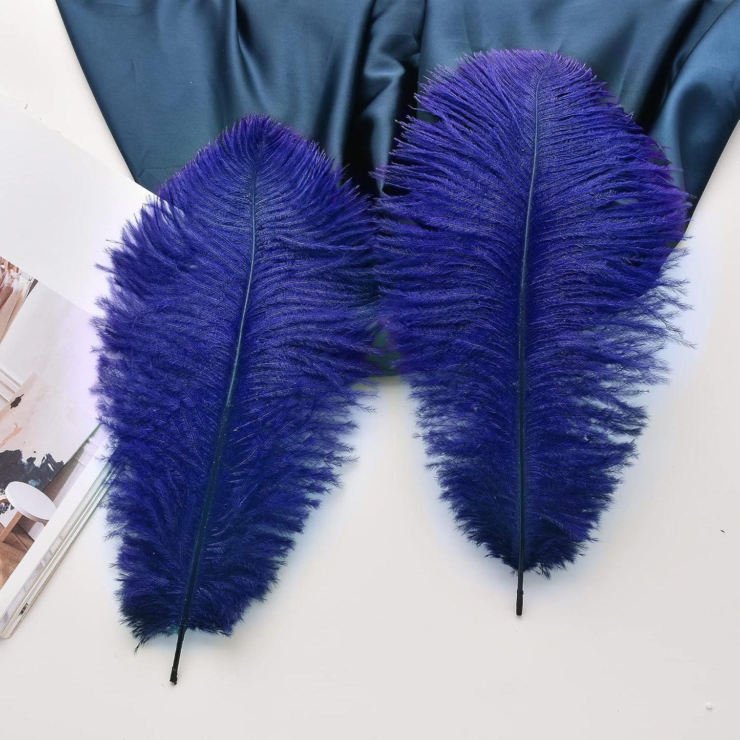 Ballinger Royal Blue Ostrich Feathers - 24Pcs 10-12inch Feathers for Party Centerpieces, Flower Arrangement and Home Decor