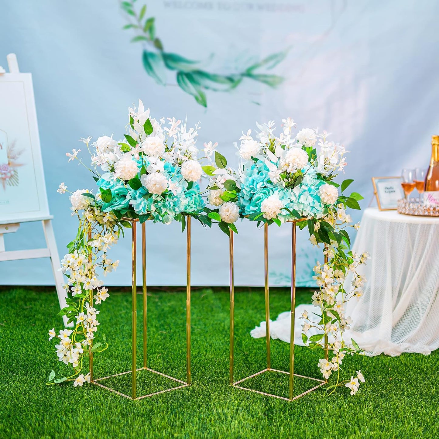 Gold Flower Stand for Table: 23.6” Tall Centerpiece Stand for Wedding Table Reception Floral Center Pieces with Home Decoration Party Event 10 PCS