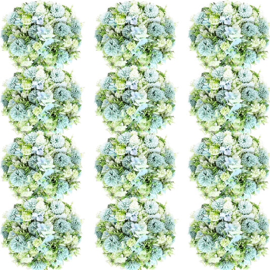 Tigeen Artificial Flowers Artificial Peonies Silk Flowers Faux Peony Fake Peony Silk Hydrangea Bouquet for Wedding Table Centerpiece Floral Vase Decor(White Green,12 Bundles)