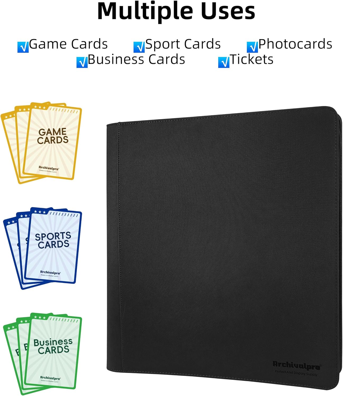 20 Pockets Premium Card Binder 1280 Cards Trading Card Binders Side Load Card Storage Display Album(20 Pocket 1280 Card Slot,Black)