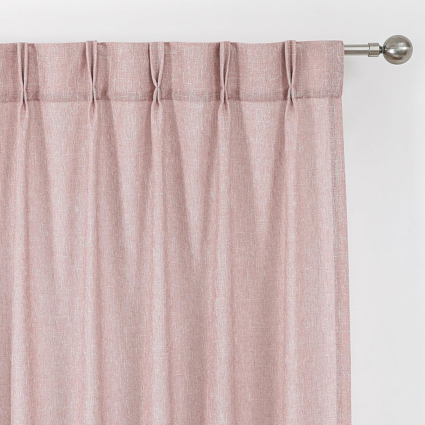 Vision Home Pink Pinch Pleated Semi Sheer Curtains for Girls Bedroom Living Room Textured Light Filtering Window Curtains 63 inch Rayon Blended Pinch Pleat Pink Drapes with Hooks 2 Panels 40" Wx63 L