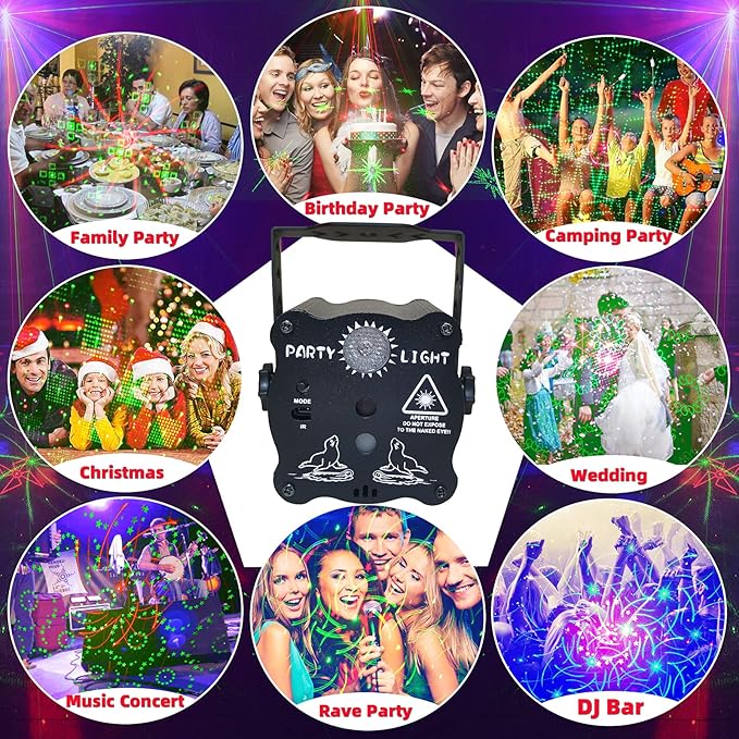Birthday Gift Party Decorations Lights, Mini Disco Ball DJ Light with Remote Control Stage, Portable Sound Activated Led Projector Strobe Lamp for Indoor/Outdoor Parties Rave Xmas Show Home Bar