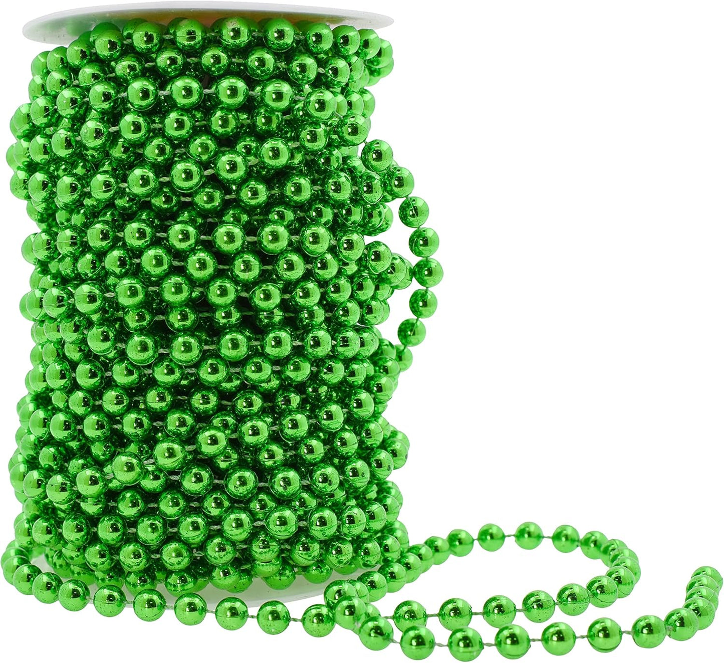 Mandala Crafts 8mm Faux Green Pearl Beads Roll - 20 Yards Strand of Fake Pearls Chain Garlands Spool String for Christmas Tree, Wedding, Party, Vases, DIY Decoration