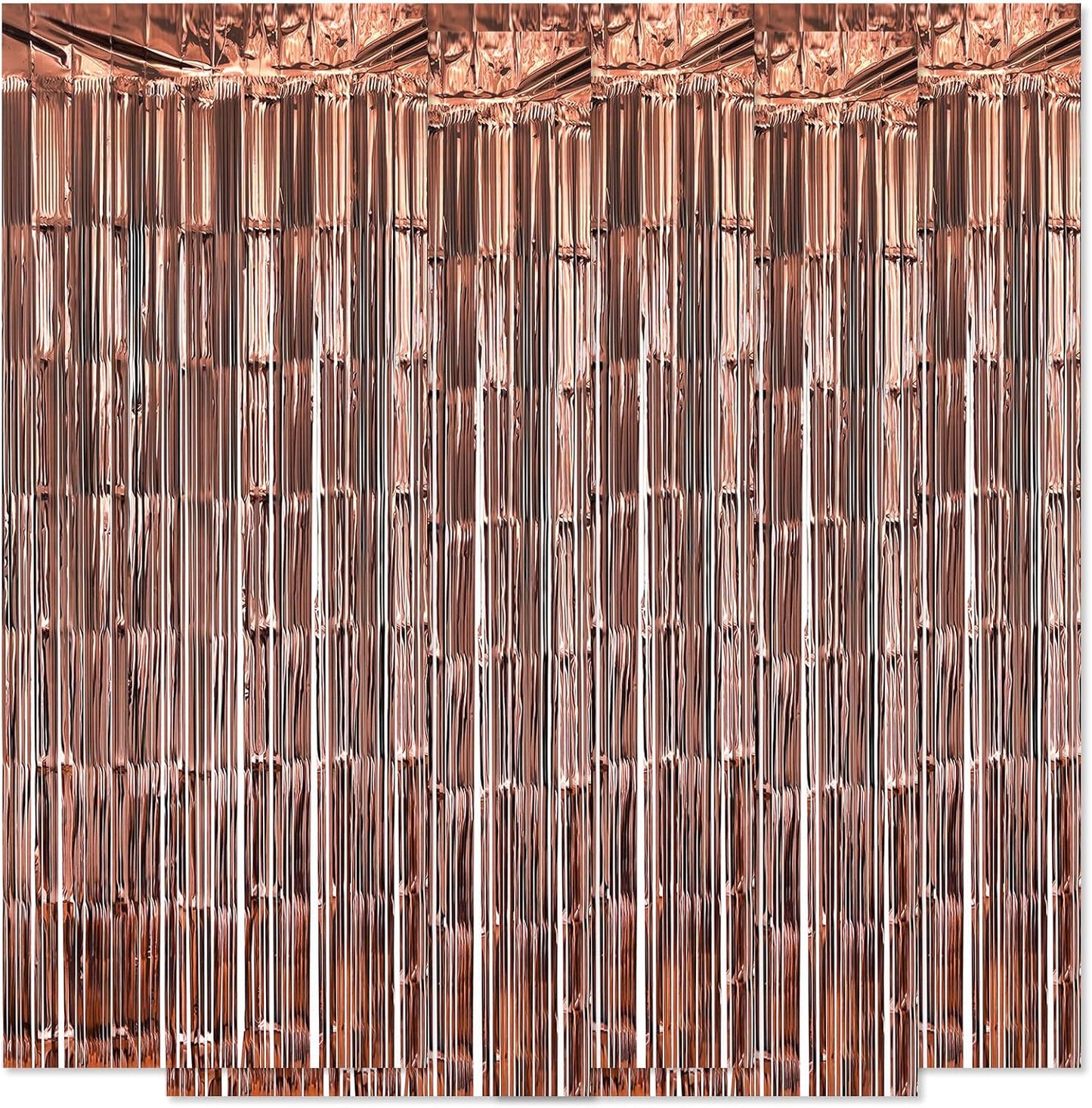 5 Pack Brown Fringe Backdrop 3.2ft x 8.2ft Silver Foil Fringe Curtains Party Tinsel Curtain Backdrop Streamers for Birthday Party Decoration Wedding Christmas Decoration (Brown)