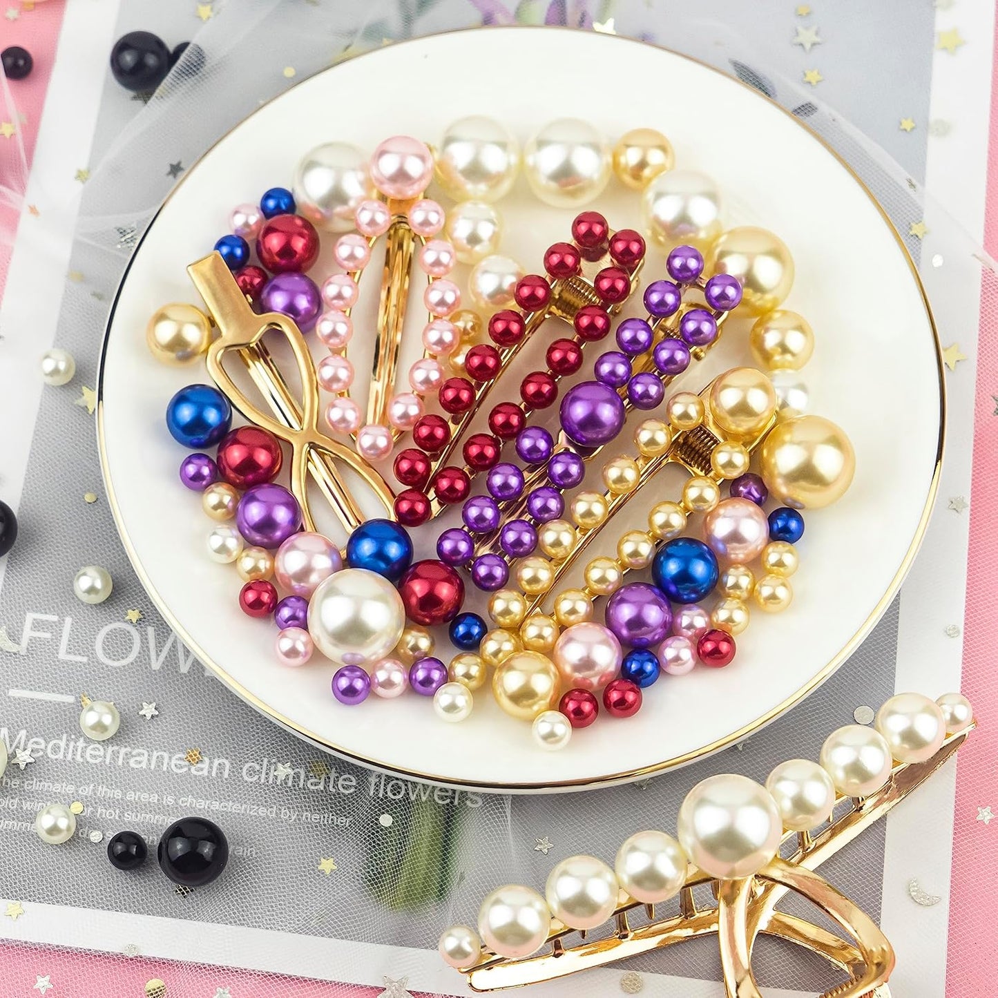 150Pcs Brightgold Polished No Hole Faux Pearl Beads for Vase Filling Decorations, Plastic Pearls Vase Fillers, Table Scatters, Wedding Centerpiece, Home Decor, 8/14/20 mm