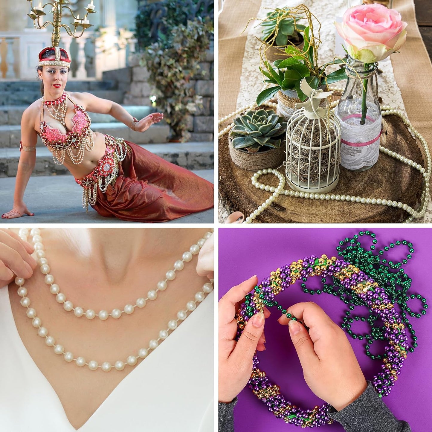 Mandala Crafts 10mm Faux Copper Pearl Beads Roll - 11 Yards Strand of Fake Pearls Chain Garlands Spool String for Christmas Tree, Wedding, Party, Vases, DIY Decoration