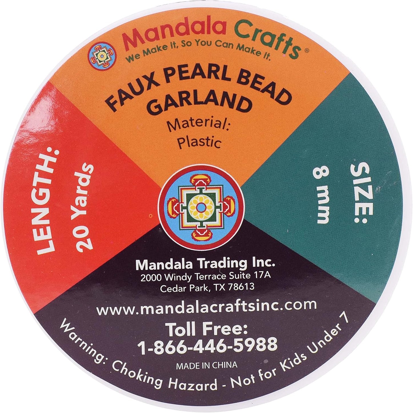 Mandala Crafts 8mm Faux Green Pearl Beads Roll - 20 Yards Strand of Fake Pearls Chain Garlands Spool String for Christmas Tree, Wedding, Party, Vases, DIY Decoration