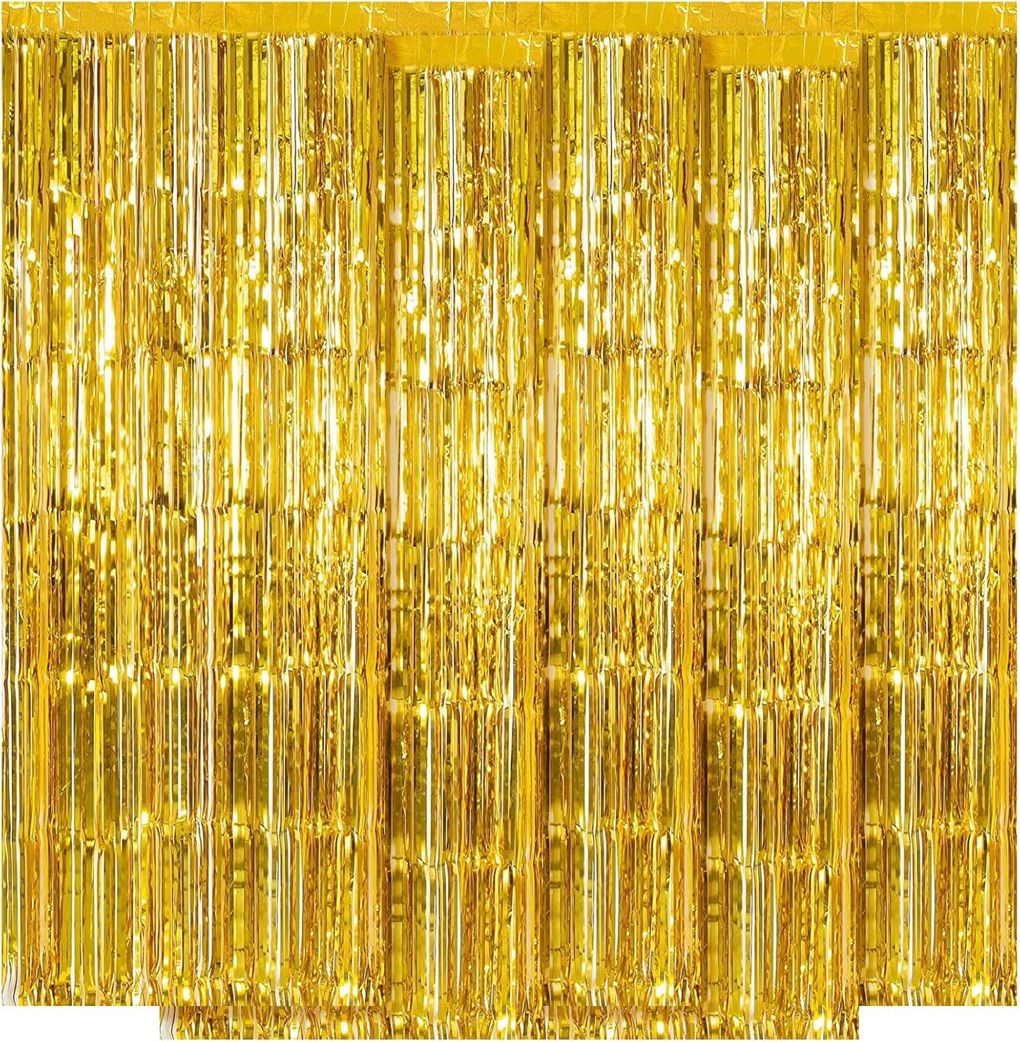 5 Pack Gold Fringe Backdrop 3.2ft x 8.2ft Foil Curtain Tinsel Foil Fringe Curtains Backdrop Tinsel Backdrop Streamers for Birthday Curtain Party Decoration Wedding Christmas Decoration (Gold)