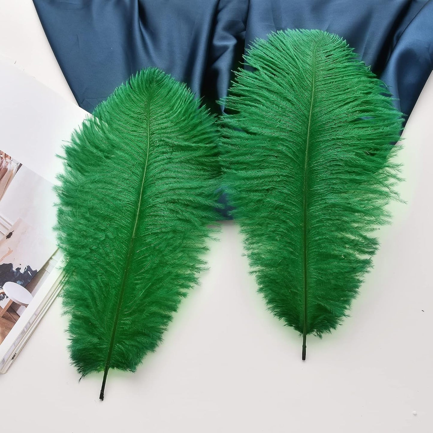 Ballinger Craft Green Ostrich Feathers - 24pcs 8-10inch Feathers for Vase, Wedding Party Centerpieces Mardi Gras Decorations and Home Decor…