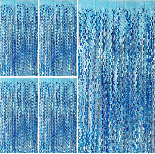Tinsel Foil Fringe Curtains Wavy Backdrop for Parties Sparkle Metallic Wavy Foil Fringe Backdrop Curtain for Party Decorations Photo Booth Props for Birthday Graduation Wedding