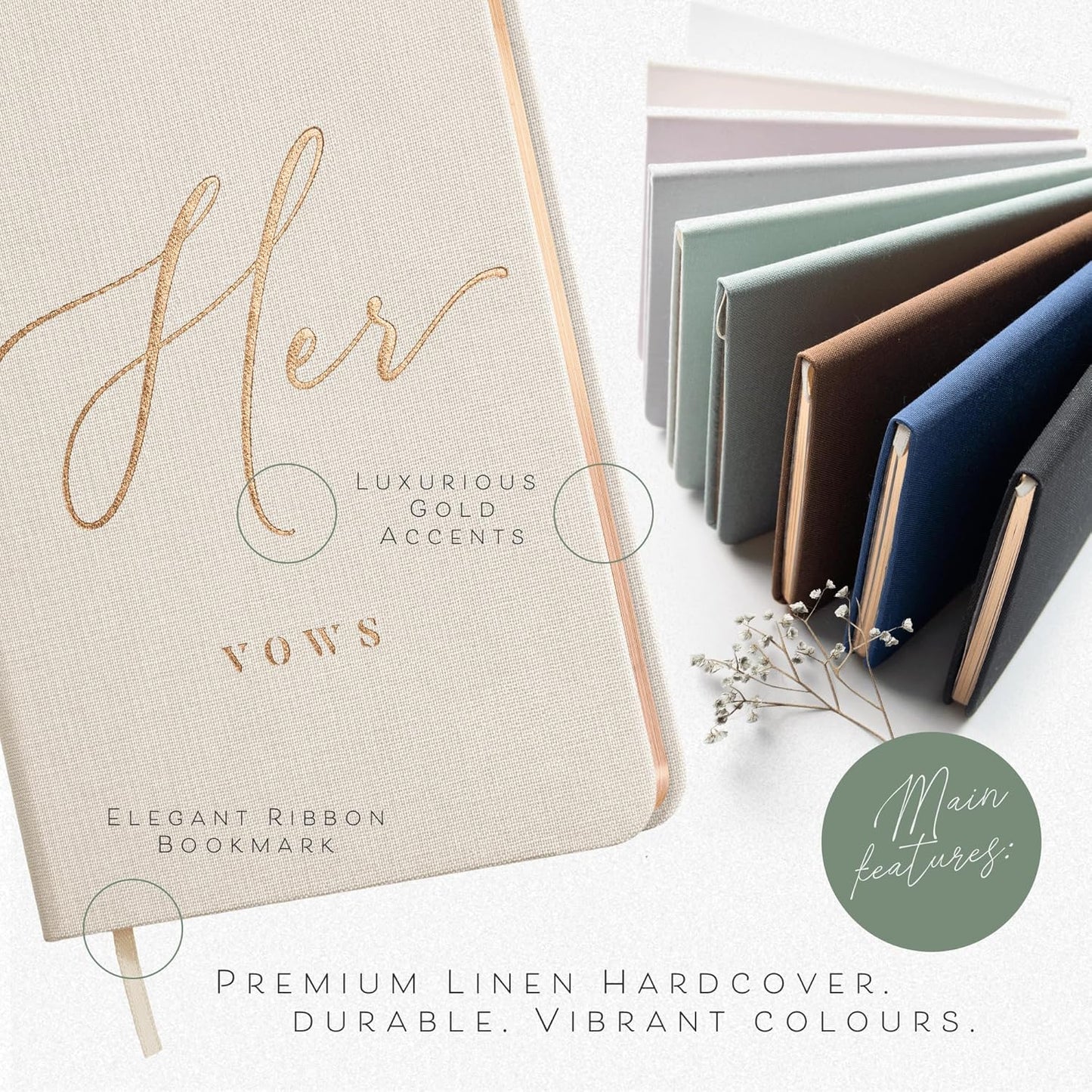 Vow Books His and Hers - Linen Wedding Vow Books Perfect as Bride & Groom Gifts, Wedding Registry Ideas - His & Hers Gifts Wedding Vow Book - Wedding Essentials & Accessories [Ivory & Terracotta]
