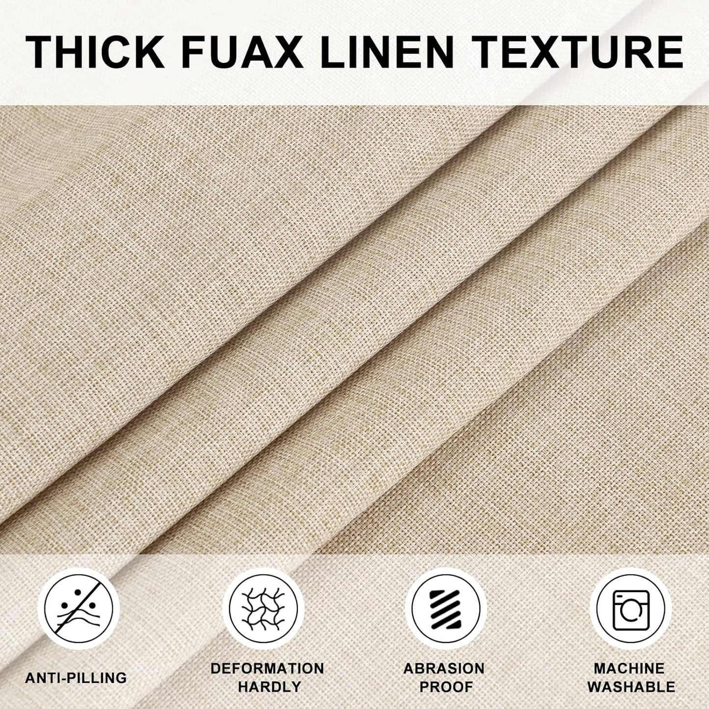 Hiasan Round Linen Tablecloth 40 Inch - Wrinkle and Stain Resistant Washable Polyester Fabric Table Cloth for Dining Room Kitchen Party, Beige