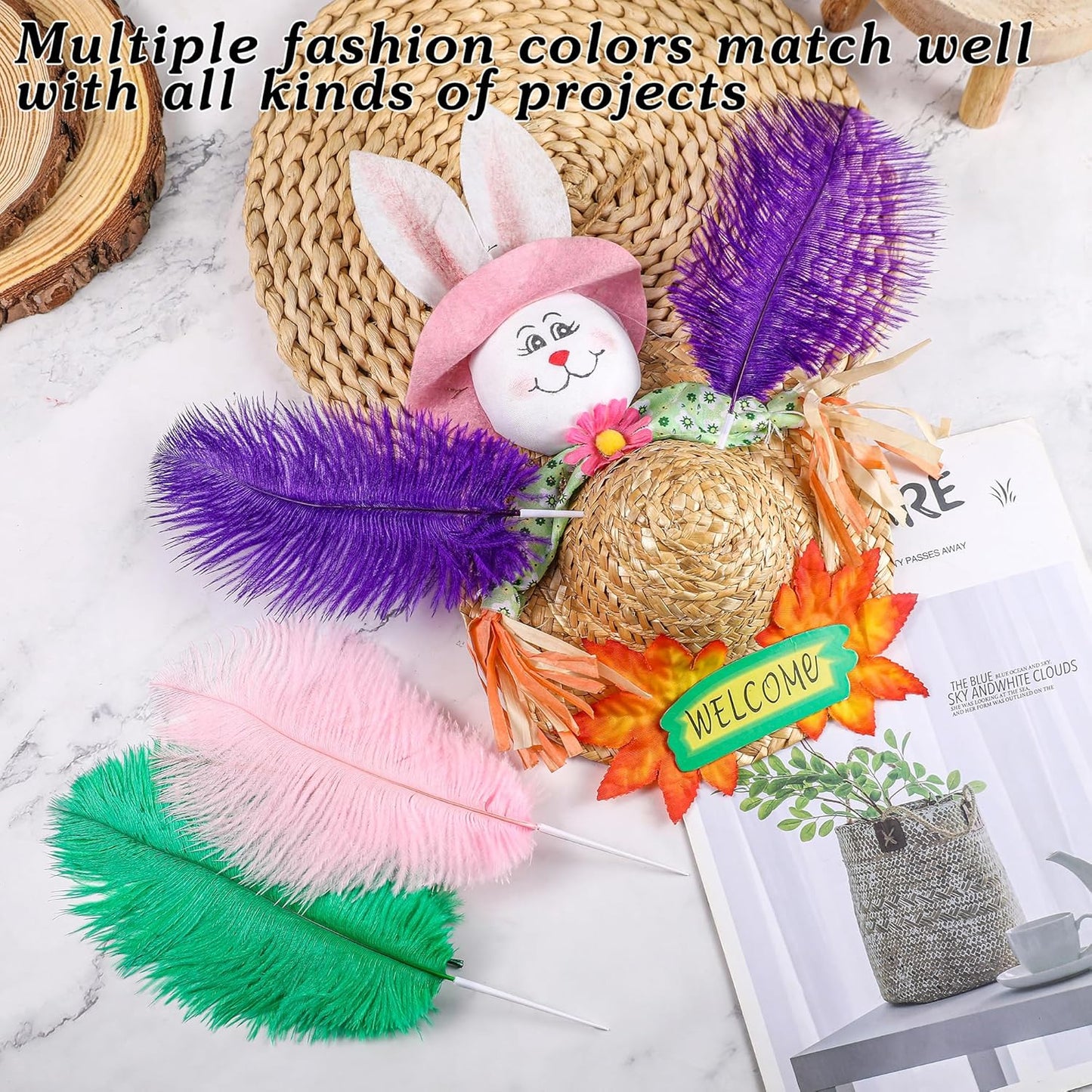 SOGUGOM Pueple Craft Ostrich Feathers - 30PCS 8-10 inch Ostrich Feathers Kit for Centerpieces, Kindergarten Crafts, Dream Catchers and DIY Projects(Purple)