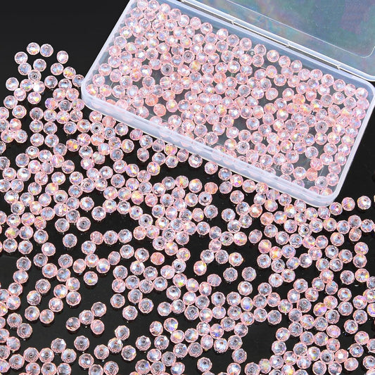 500Pcs 6mm Crystal Glass Beads for Jewelry Making Beads for Bracelets Necklace Pendants Making Supplies(Pink)