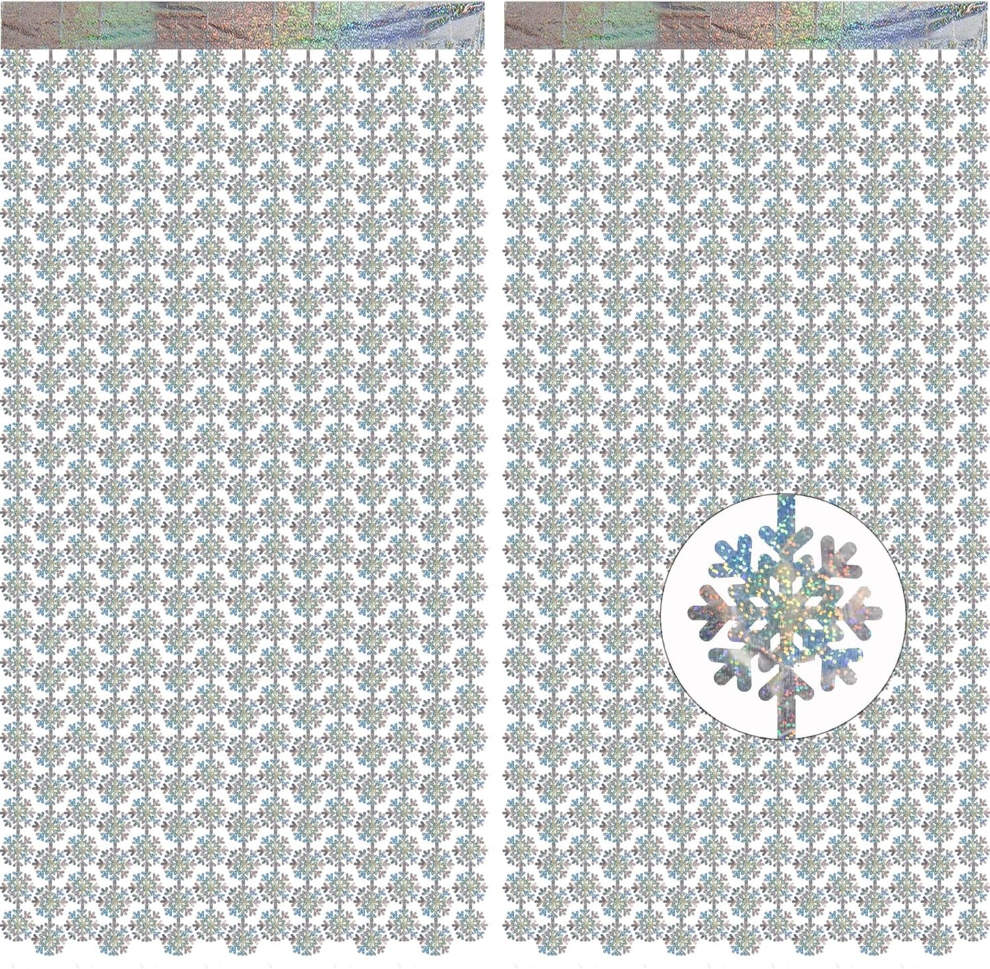 Silver Snowflake Fringe Curtain - GREATRIL Winter Onederland Streamers Backdrop with Sparkling Snowflake for Christmas Birthdays Party Decoration -3.2ft x 6.5ft - 2 Pack