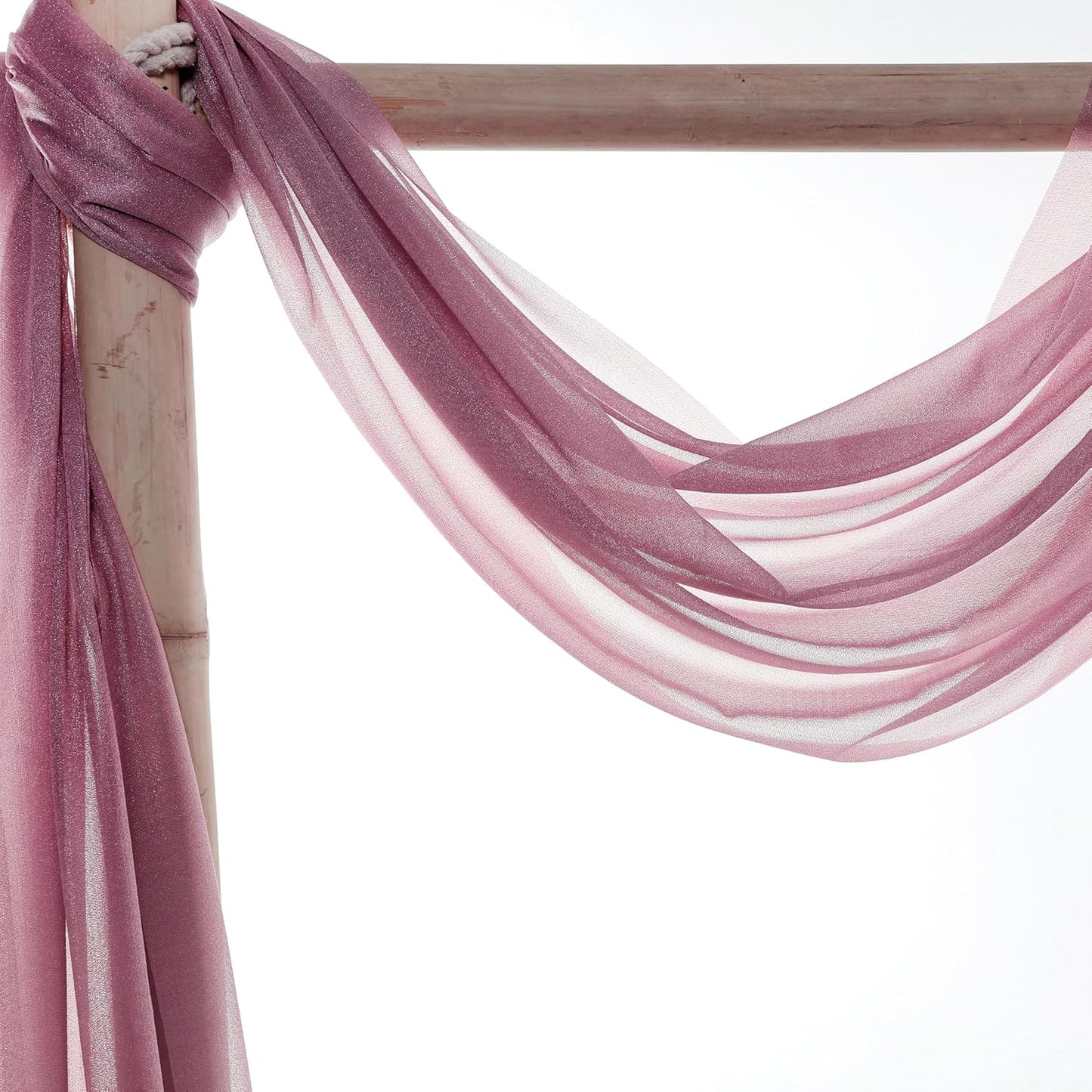 VDS Pack of 4 Panel (30 Inch X 20 Feet) Wedding Arch Draping Fabric Sheer Chiffon Fabric Drapery for Wedding Ceremony Reception Swag Backdrop Canopy Chuppah ARBO Altars Decoration (Mauva)