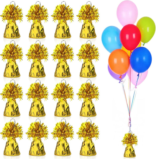 16 PCS Metallic Wrapped Balloon Weights Gold Heavy Balloon Weight for Balloons Birthday Party Table Centerpiece Decorations (Gold)