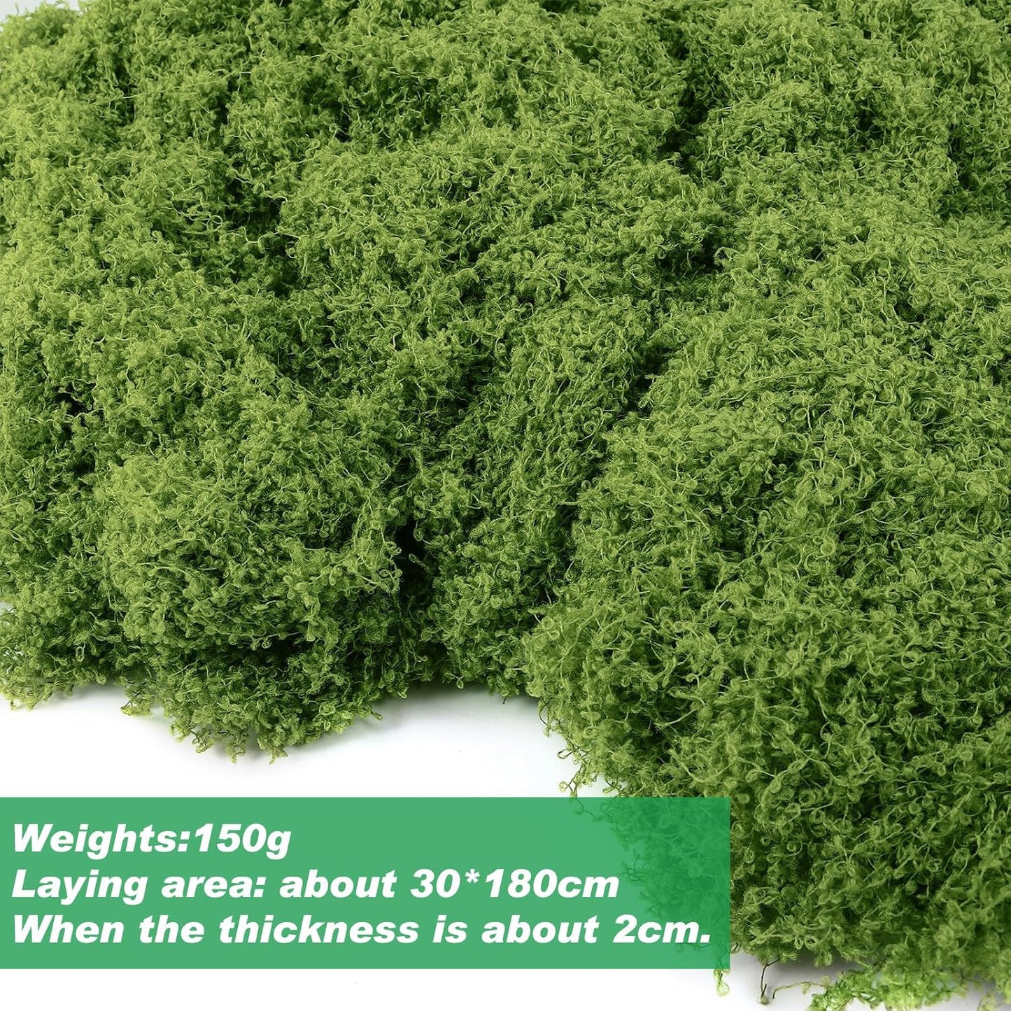 Fake Green Moss for Plants Indoor, 5.3OZ Artificial Moss for Potted Plants Decor, DIY Decorative Moss for Crafts Fairy Garden Floral Wedding Model Making Glass Containers Home (150g)