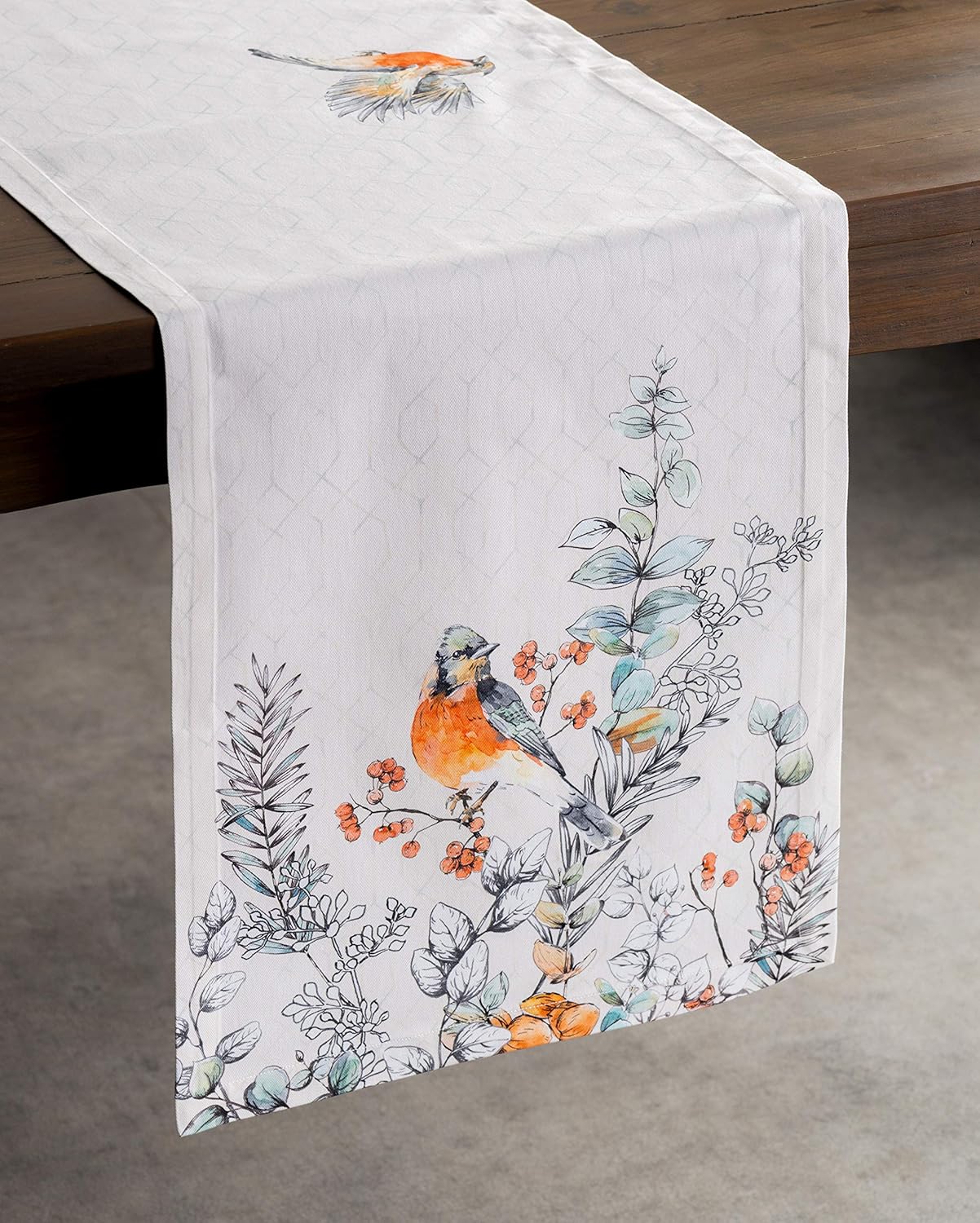 Maison d' Hermine Table Runner 100% Cotton Single Layer Table Runners 60 inches Long for Thanksgiving Christmas Decorations Home Kitchen Dining Party Wedding (Whitish Shabby Chique, 14.5" x 60")