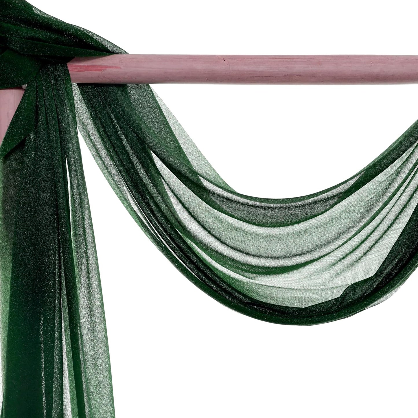 VDS Pack of 1 Panel (30 Inch X 30 Feet) Wedding Arch Draping Fabric Sheer Chiffon Fabric Drapery for Wedding Ceremony Reception Swag Backdrop Canopy Chuppah ARBO Altars Decoration (Hunter Green)