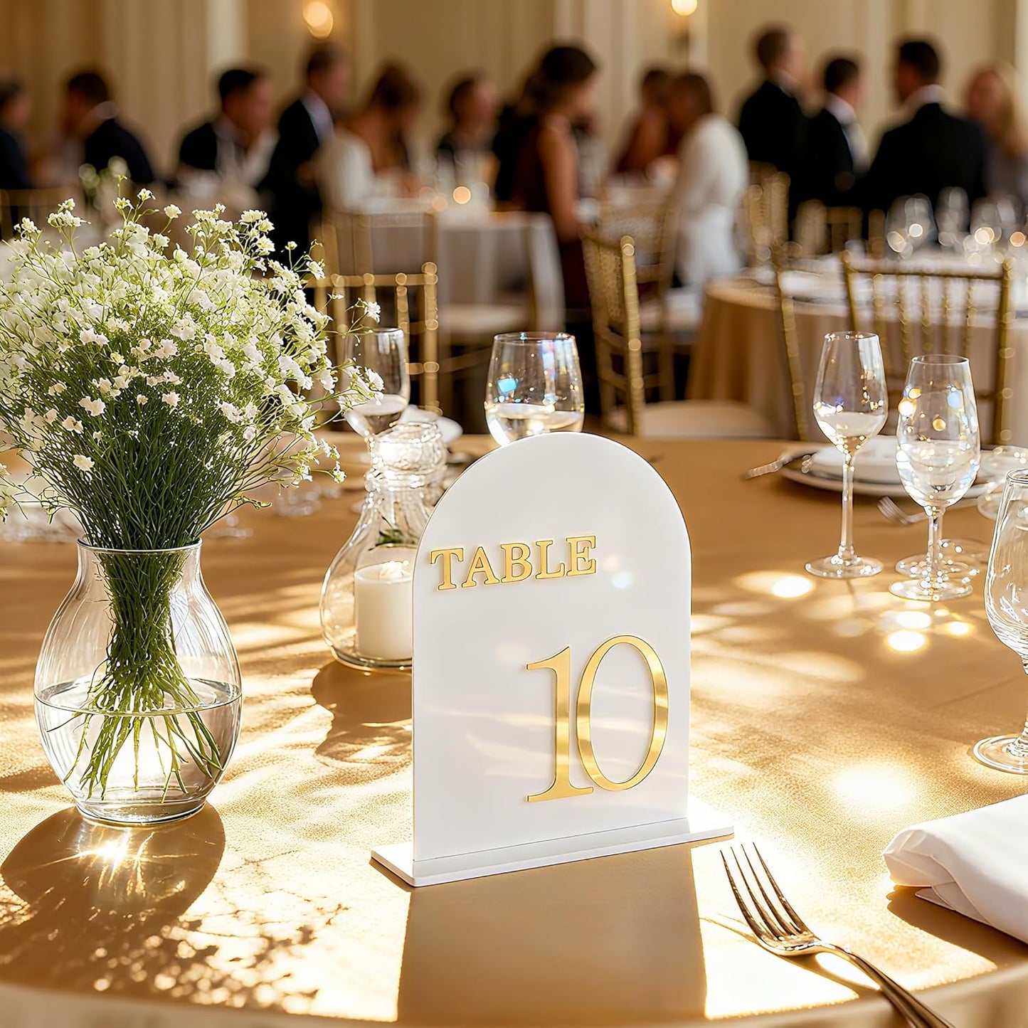 Arch Wedding Table Numbers 1-15 with Stands, 5" X 7" Double Sided Acrylic Wedding Sign Holders, Durable Non-Fading Table Number for Wedding Reception, Events, and Centerpieces